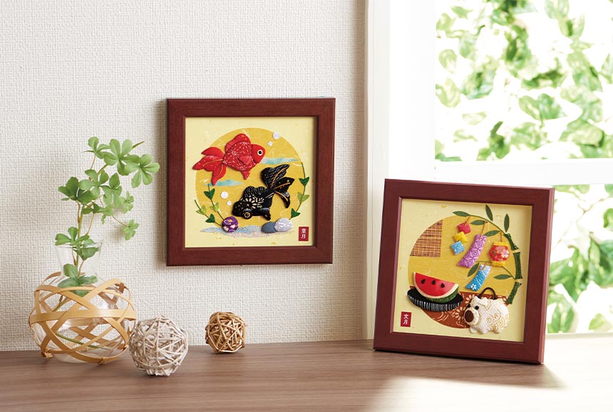 きめこみ、押し絵の4点 インテリア・生活道具