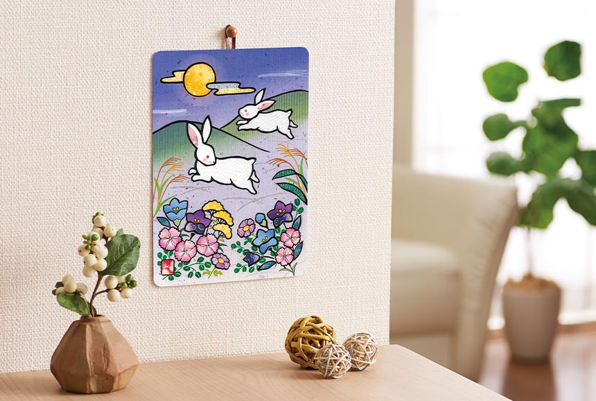 季節のシールはり絵・十五夜跳ねうさぎ（九月）｜株式会社さくら