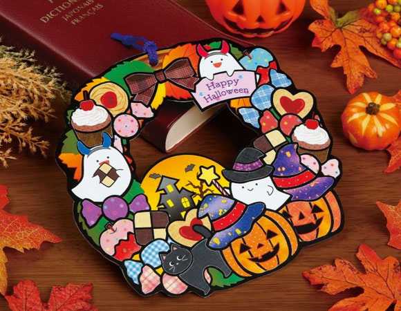 シールはり絵・ハッピーハロウィンリース