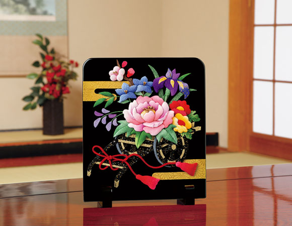 衝立・四季の花車