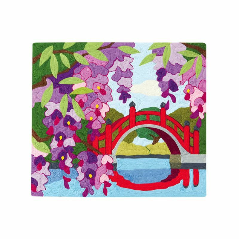 刺繡線畫・藤與太鼓橋