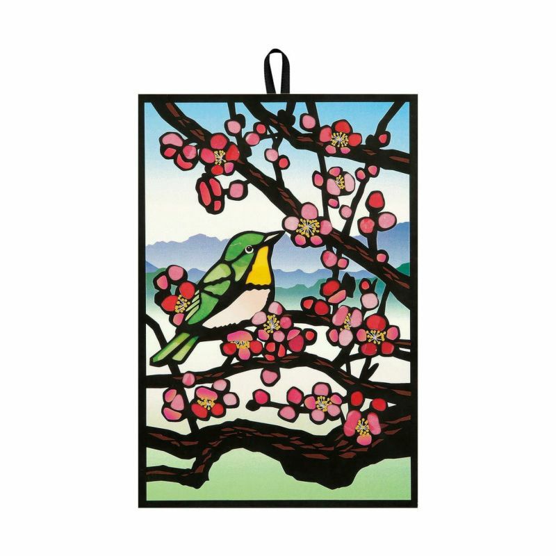封口貼紙拼貼藝術・紅梅與綠繡眼