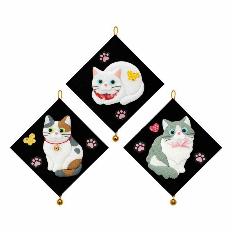 ハンドメイド さくらほりきり お地蔵さんの押し絵飾り 三連