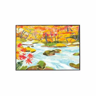 感謝お嫁入り‼️紅葉の美‼️井堂雅夫　加能四景「那谷寺紅葉」和紙に木版画一点額入 紅葉の奥入瀬｜株式会社さくらほりきり