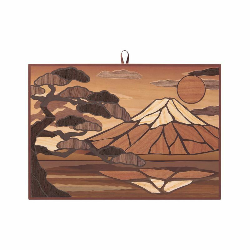 天然木藝術 - 富士山與松樹