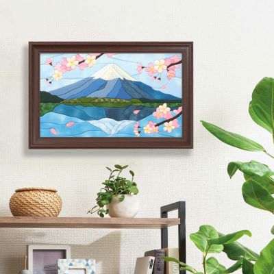 きめこみパッチワーク　塩沢織木目込みパッチワーク 桜と逆さ富士 塩沢織木目込みパッチワーク 桜と逆さ富士