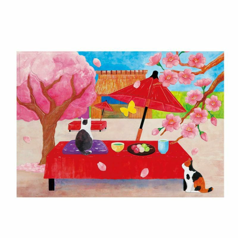 貼紙拼圖・貓咪的四季（賞花）