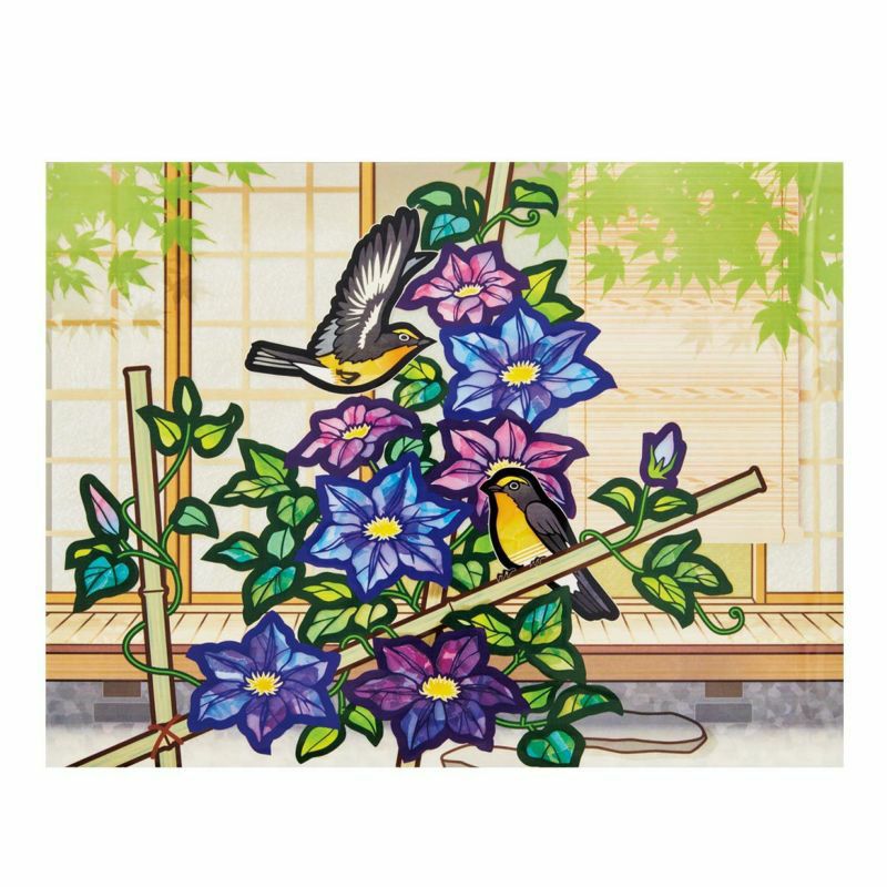 貼紙拼貼藝術・夏庭上的白眉黃鶲（僅圖樣）