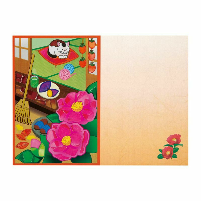 シールちぎりあ～と・山茶花と秋の縁側(11月)｜株式会社さくらほりきり