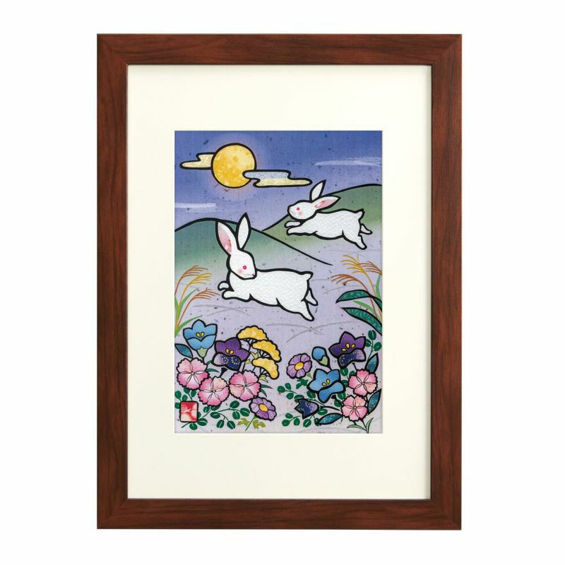 【F50号】うさぎ娘の爆裂うさぎパンチ oil painting 原画 抽象画 季節のシールはり絵・十五夜跳ねうさぎ（九月）｜株式会社さくらほりきり