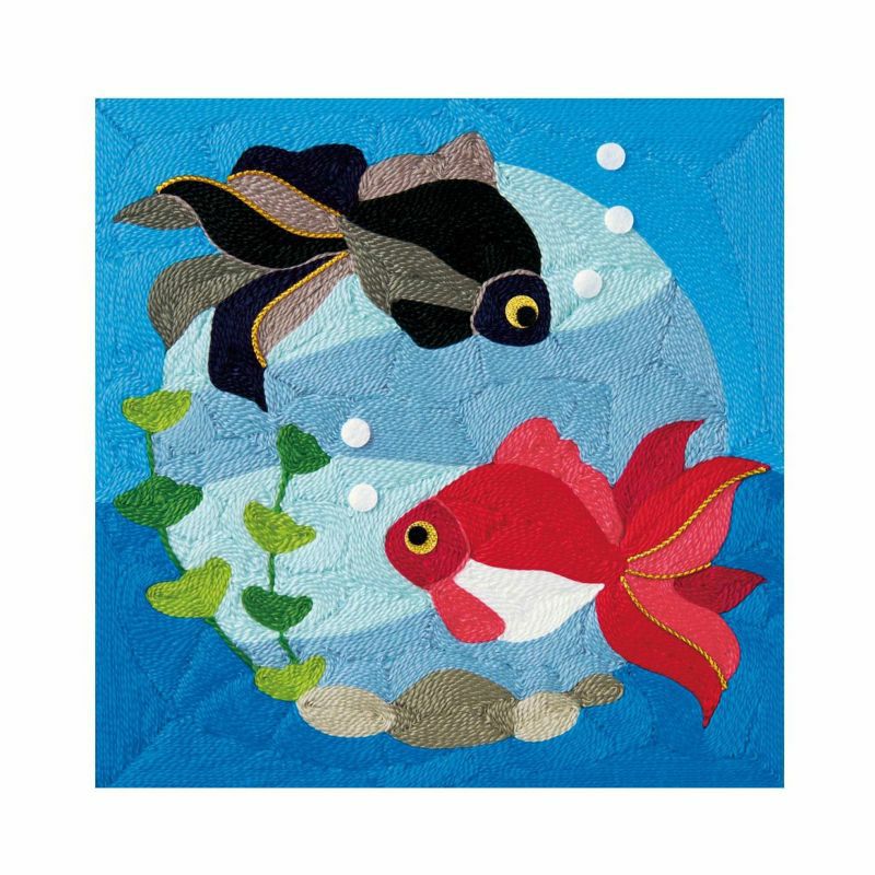 刺繡線的畫・鮮豔金魚