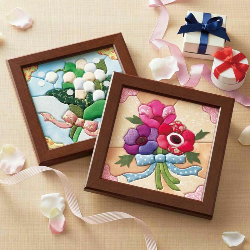 きめこみパッチワーク　花とリボンのタペストリー きめこみパッチワーク｜株式会社さくらほりきり