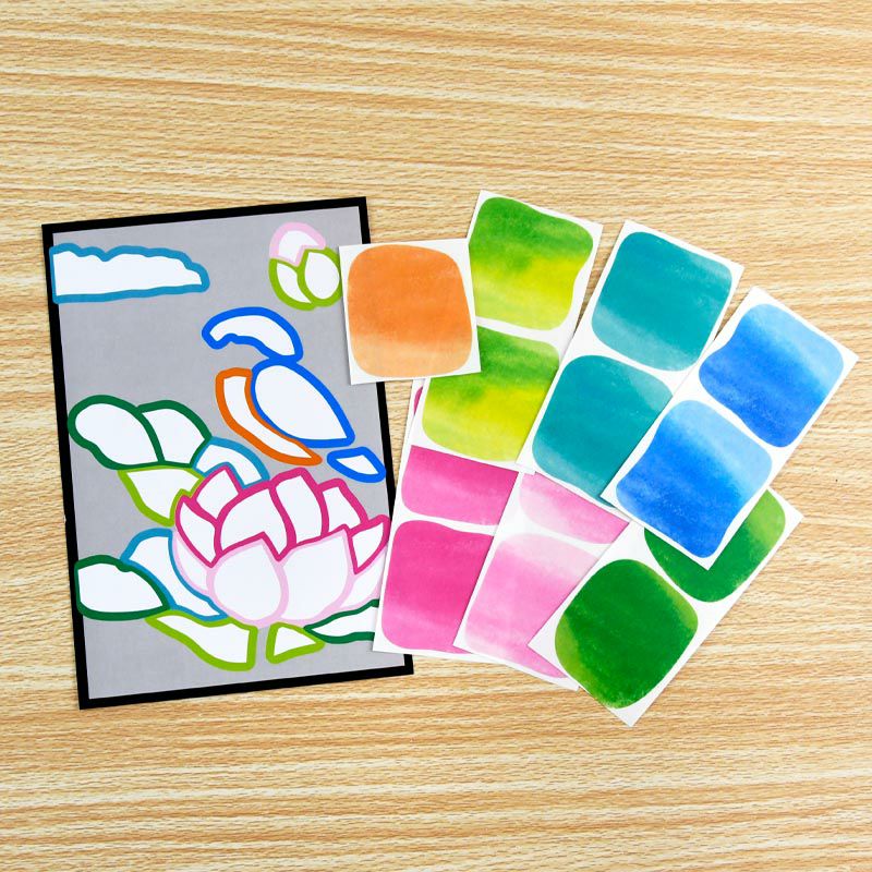 水彩風シールを7色使用して作ります