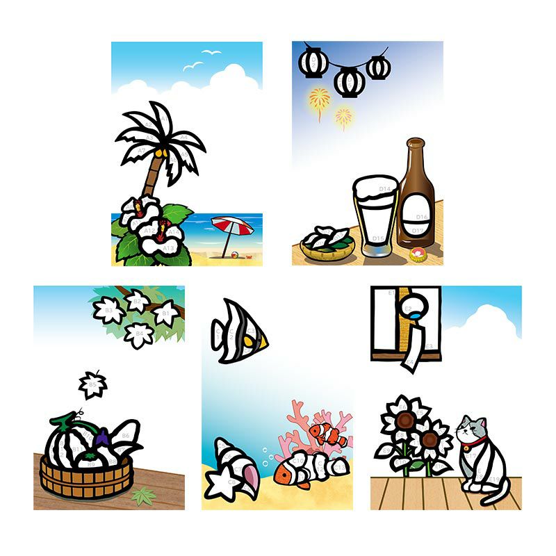 細かい部分はあらかじめ下絵に印刷済み