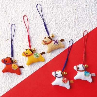 ハンドメイド ストラップ ちりめん根付・ころころ柴犬 2点セット
