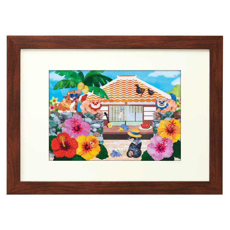 No.43 お花の木陰でひとやすみ　着ぐるみボブガール　どんぐりアート 布押絵・絢爛花車｜株式会社さくらほりきり