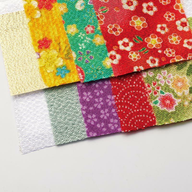 色鮮やかな国産ちりめん布を9枚使用