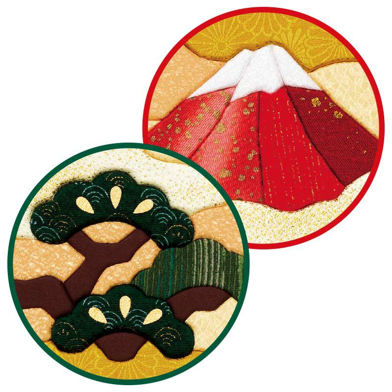 「厄除け」「商売繁盛」「願望成就」を意味する赤富士と、「不老長寿」や「永遠の若さ」を意味する松