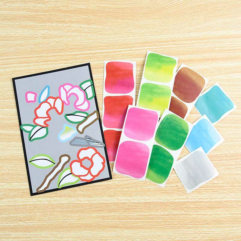 水彩風シールを8色使用