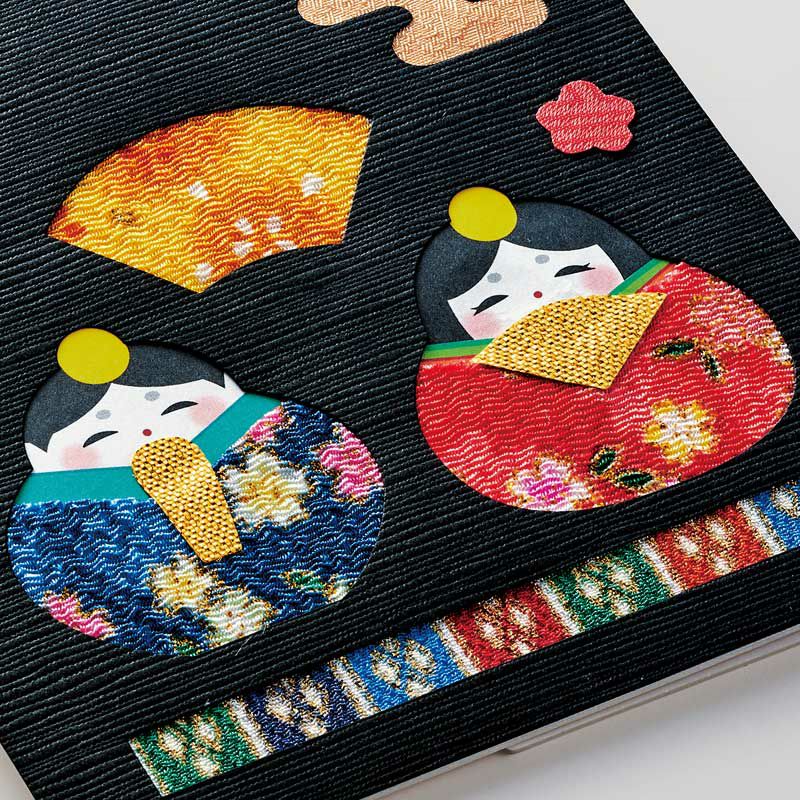 黒地に鮮やかなちりめん布が映えます