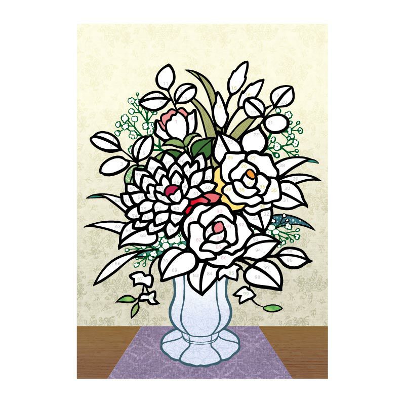 細かい部分はあらかじめ下絵に印刷されています