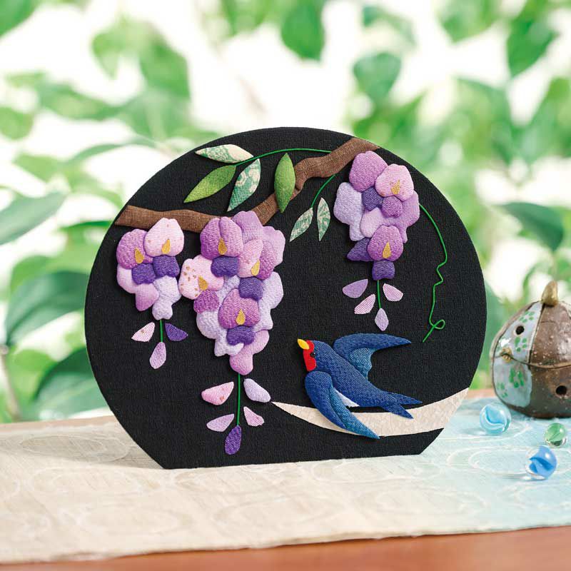 押絵飾り・花歳時記（つばめと藤）｜株式会社さくらほりきり