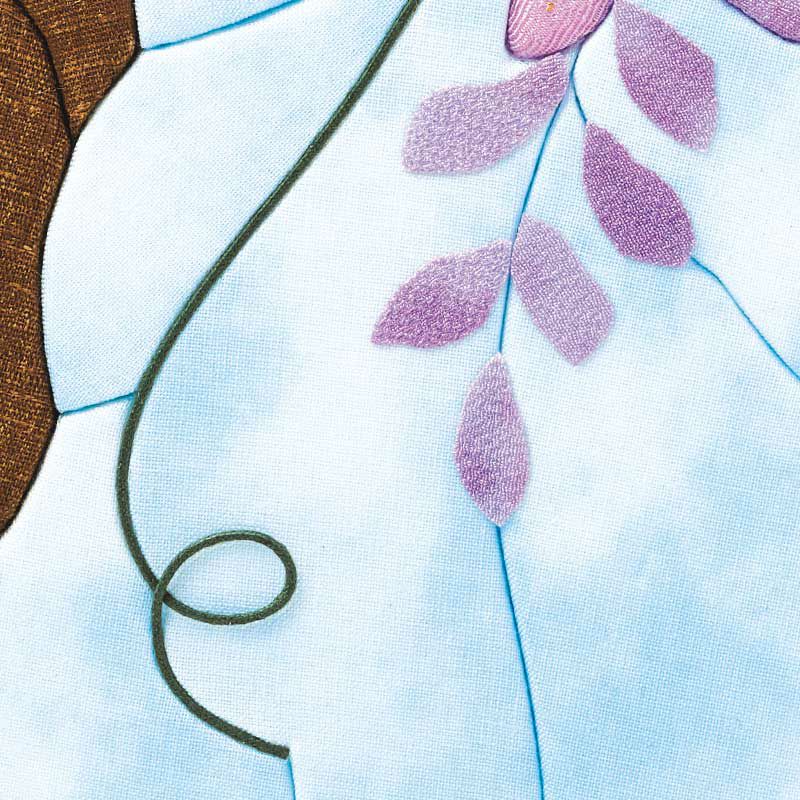 ツタの紐パーツや、藤の花先のパーツは<br>きめこむ線に沿って貼っていくので、<br>パーツを貼る場所を迷わずお作りいただけます