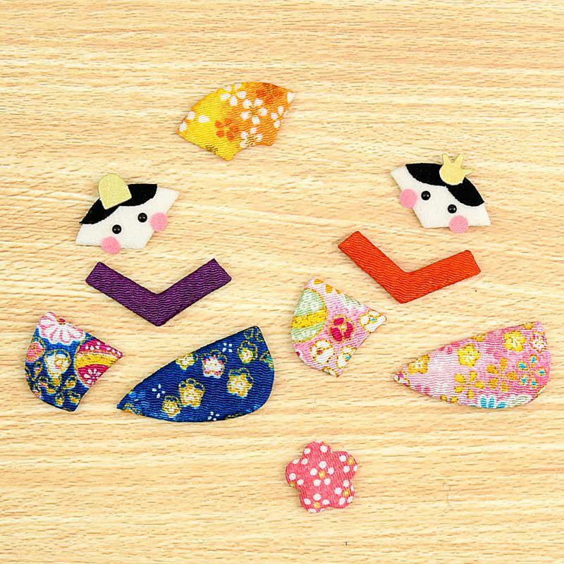 つまみ桜とすが糸のお雛様・押し絵・古布・タペストリー・ハンドメイド・（2） キット】段飾りのお雛様【古布】 キット 和小物キット専門店 京屋 通販