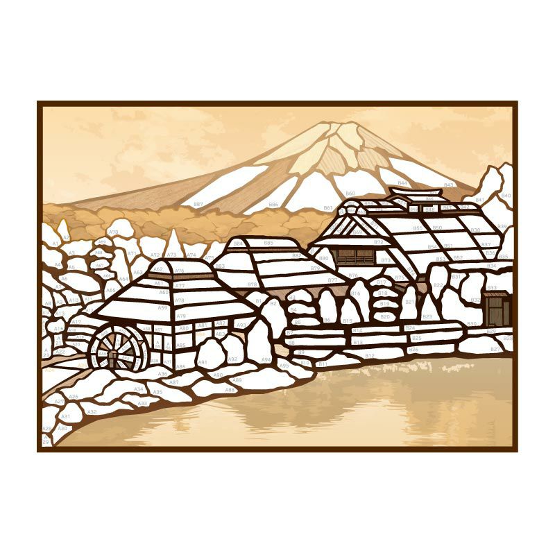 細かい部分はあらかじめ下絵に印刷済み